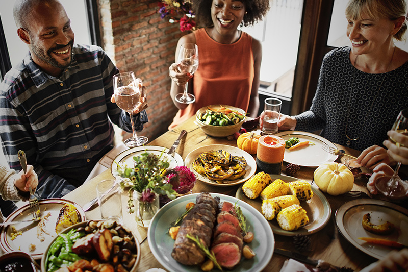 Friends and family having a dinner party